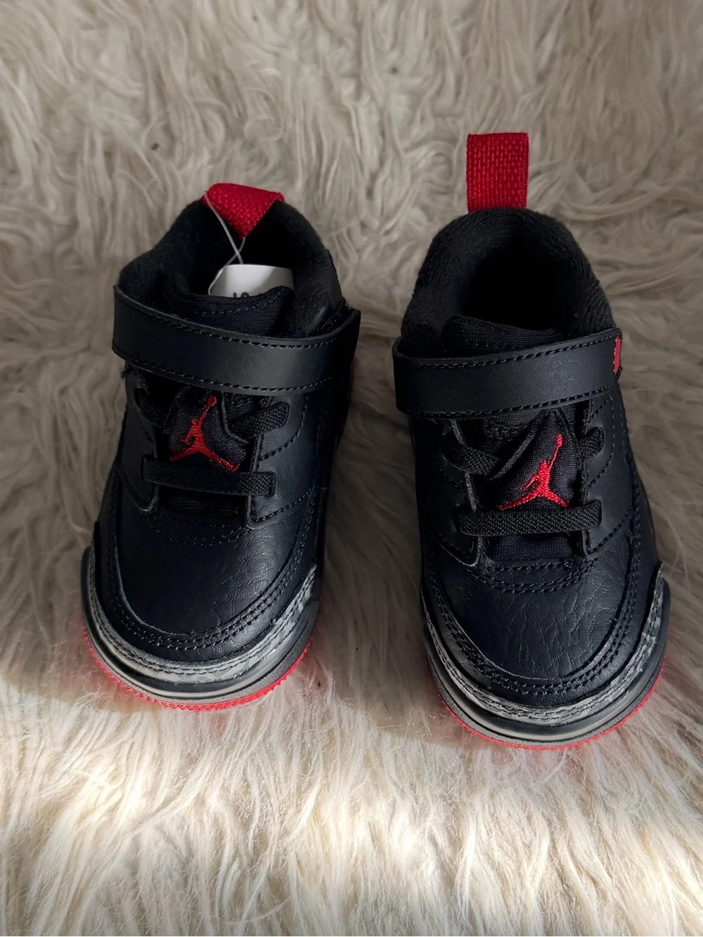 Jordan Toddler Black and Red Velcro Sneakers Size 4